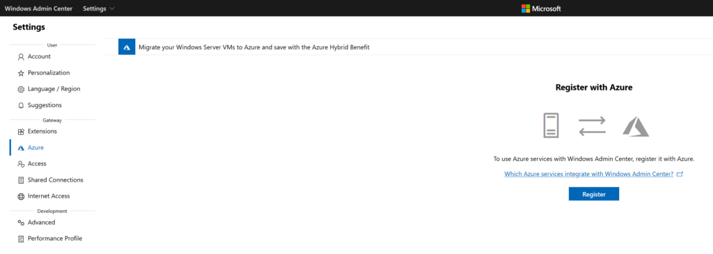 Azure ARC Windows Admin Center